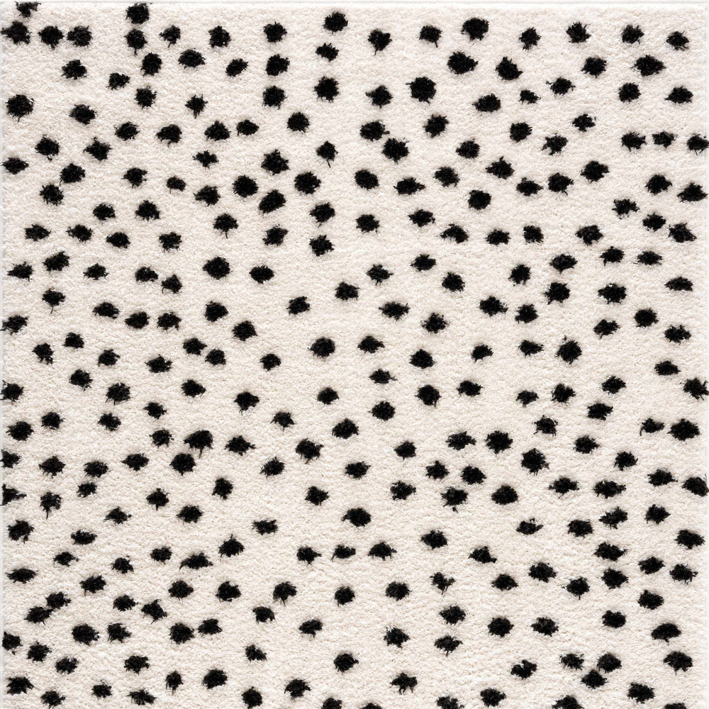 Cansu Black & White Dotted Area Rug