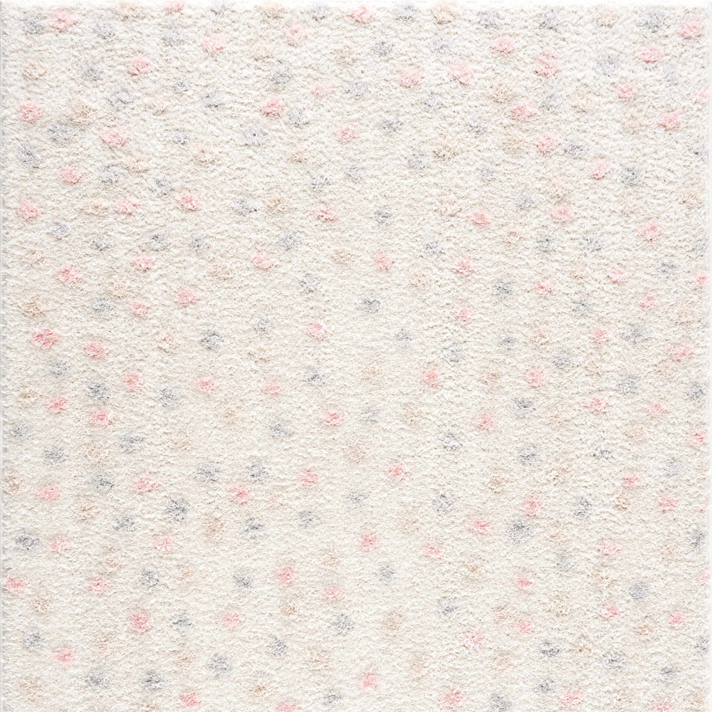 Cansu Pink & Cream Dotted Area Rug