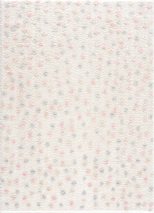 Cansu Pink & Cream Dotted Area Rug