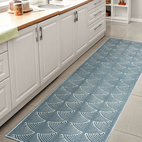 Porter Geometric Art Deco Fan Pattern High-Low Runner Rug