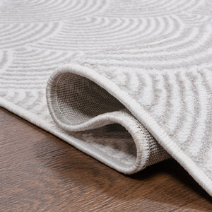 Porter Geometric Art Deco Fan Pattern High-Low Area Rug