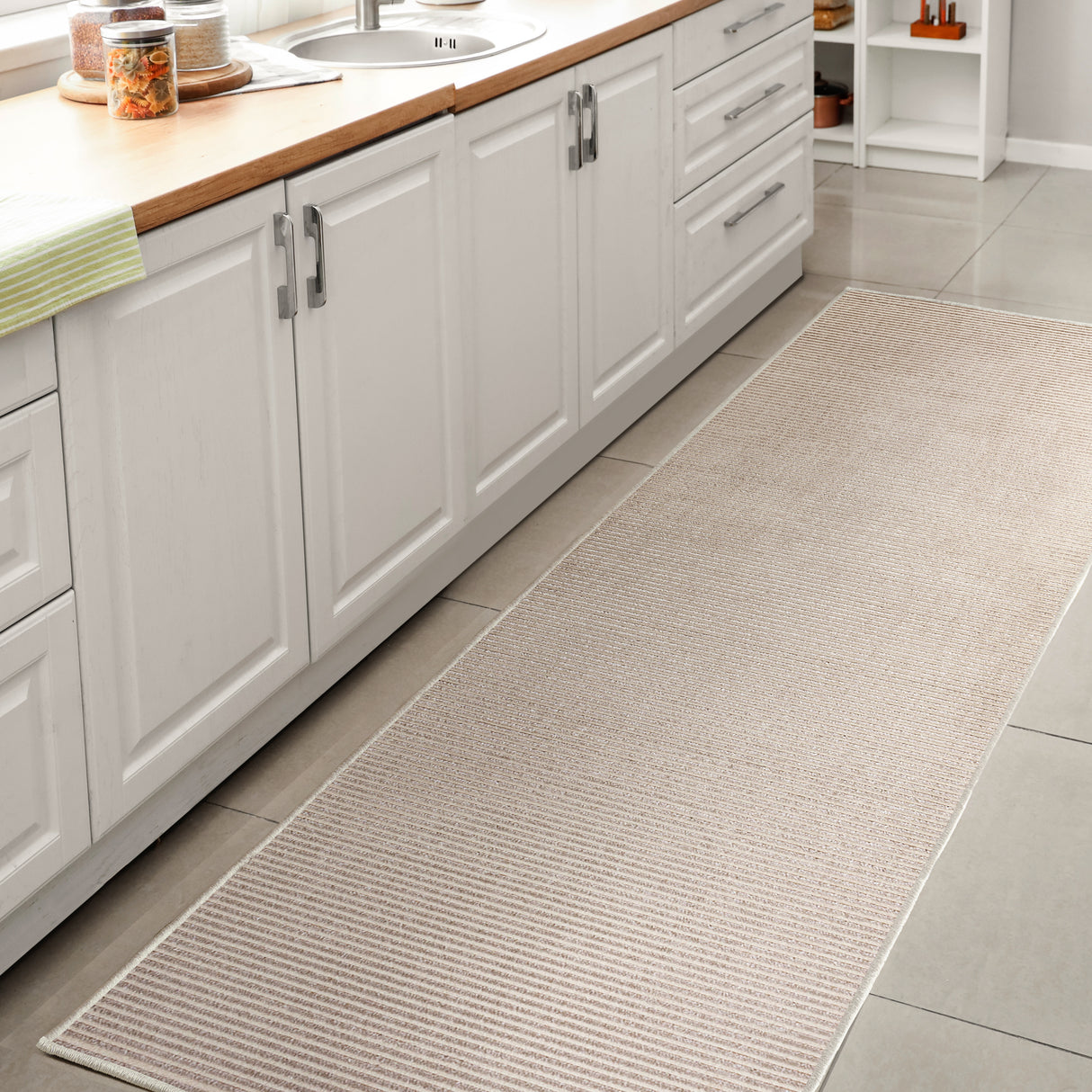 Cole Modern Minimalist Pinstripe High-Low Runner Rug