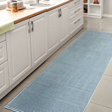 Cole Modern Minimalist Pinstripe High-Low Runner Rug
