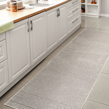 Cole Modern Minimalist Pinstripe High-Low Runner Rug