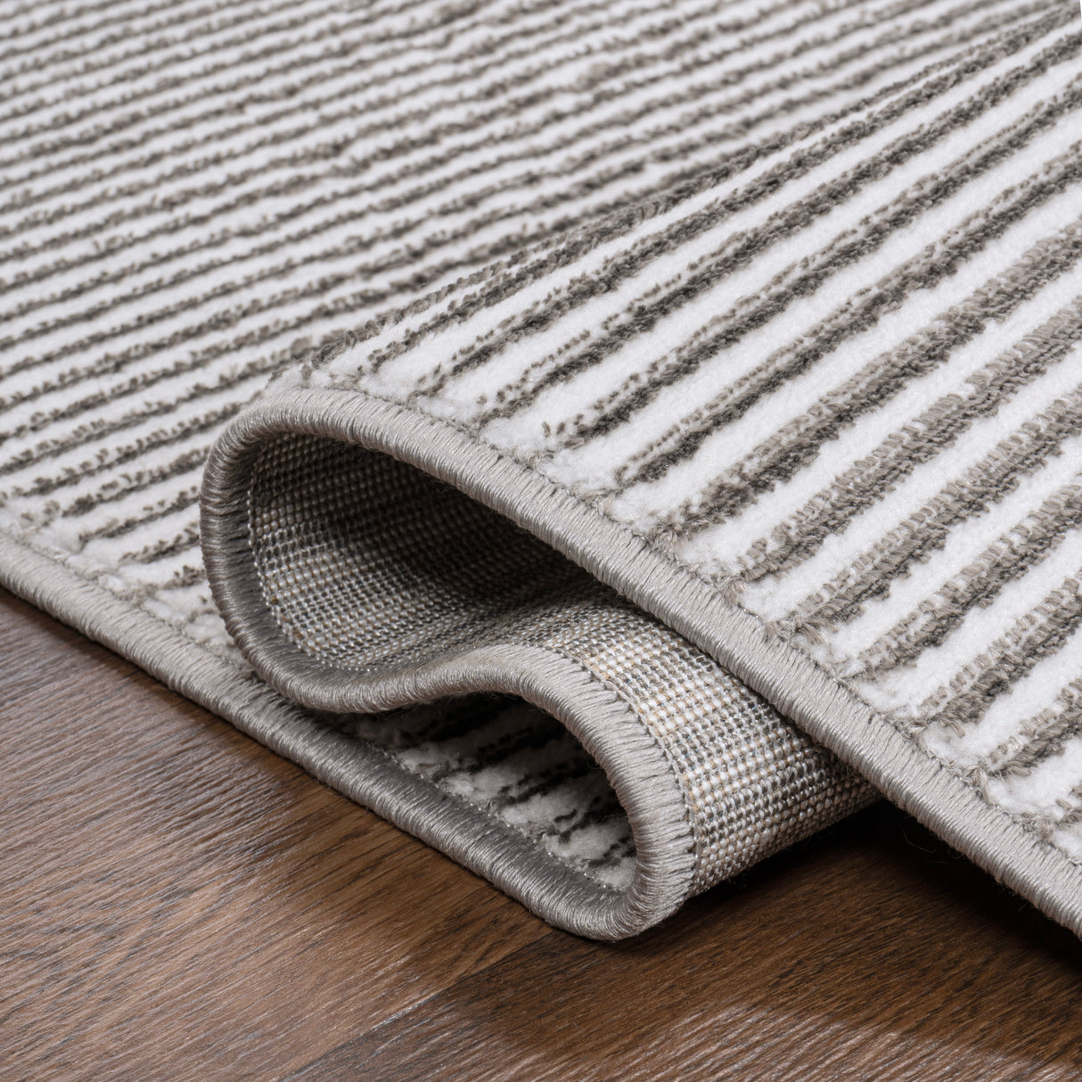 Cole Modern Minimalist Pinstripe High-Low Runner Rug