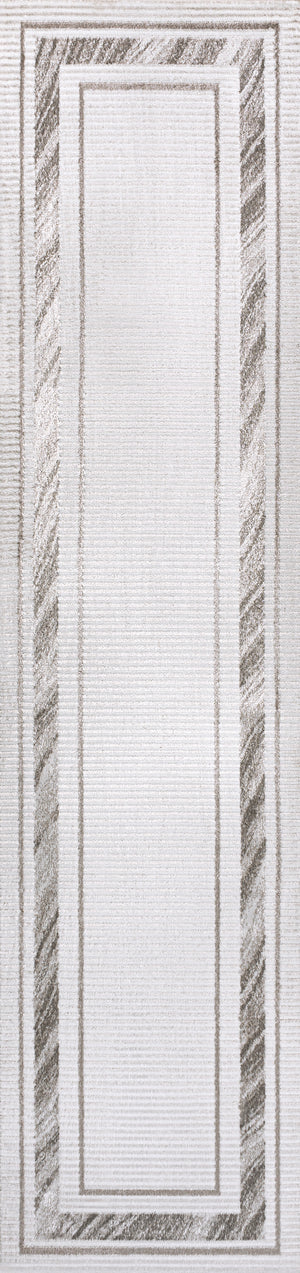 Athens Classic Border Marble Pattern High-Low Runner Rug