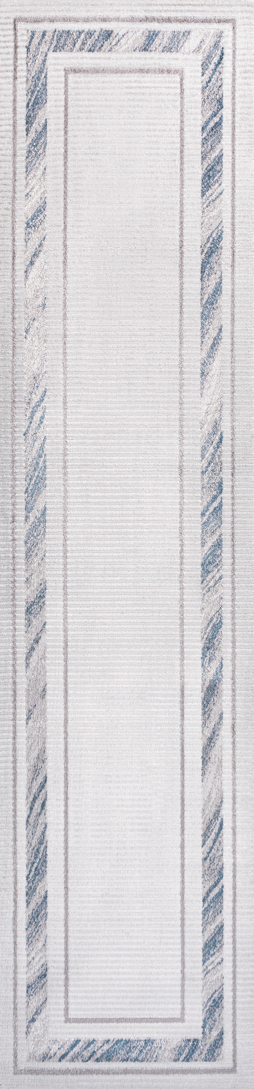 Athens Classic Border Marble Pattern High-Low Runner Rug