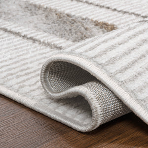 Athens Classic Border Marble Pattern High-Low Area Rug