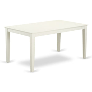 EAST WEST FURNITURE - CAVE7-LWH-15 - 7 Piece Dining Room Set - 6 Baby Blue Linen Fabric Dining Padded Chairs with High Back and 1 Kitchen Dining Table - linen white Finish