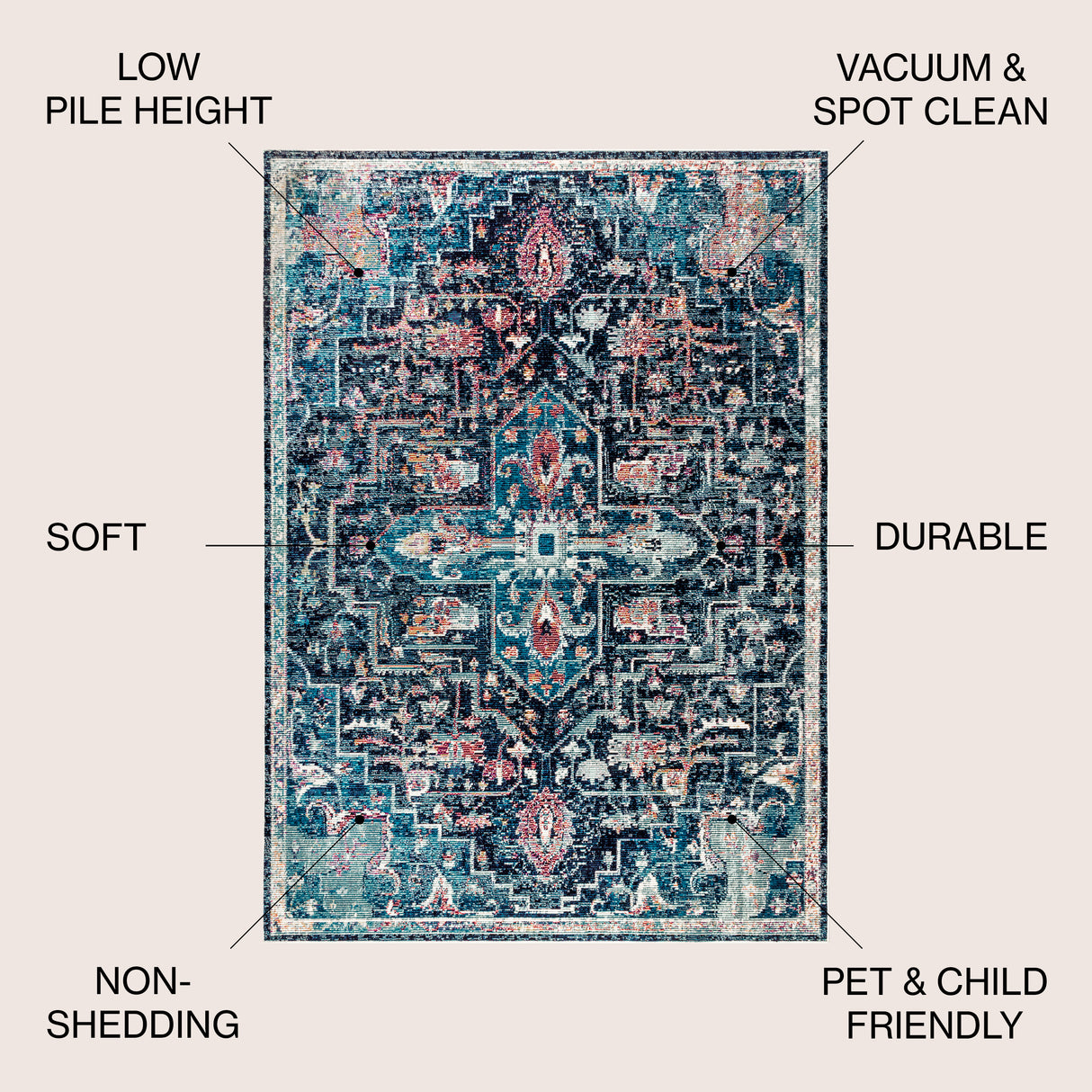 Zafra Vintage Medallion Peacock Area Rug