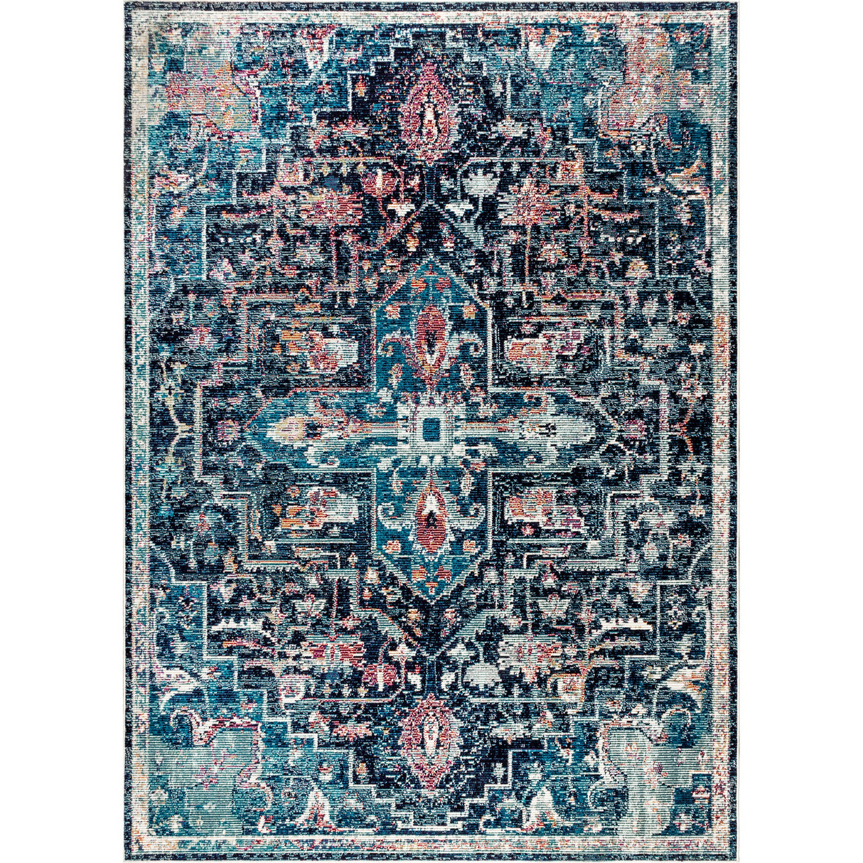 Zafra Vintage Medallion Peacock Area Rug