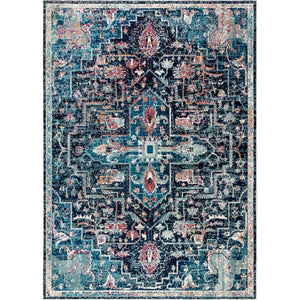 Zafra Vintage Medallion Peacock Area Rug