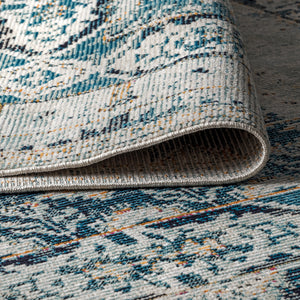 Osuna Diamond Vintage Medallion Indigo Runner Rug
