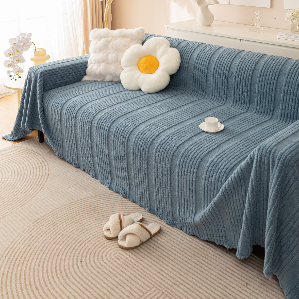 Luxury Oversized Soft Plush L Shape Couch Cover Sofa Throw Cover, Extra Large Blanket to Cover Couch