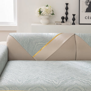 Modular Sofa Cover for Sectionals, Gold Striped Non-Slip Couch Protector