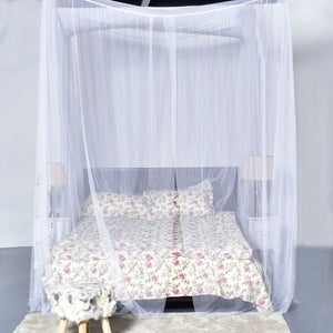 White 4-Post Bed Princess Canopy Net Mosquito Netting for Full or Queen size Beds