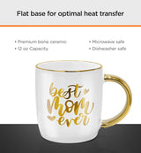Gift for Mom from Daughter/Son, Coffee Lover Mug with Electric Heated Warmer - Unique Gift Idea for Mothers Day, Birthday, Christmas, 12oz Best Mom Ever (Gift Boxed)
