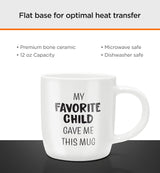Coffee Mug with Electric Warmer, Gift for Mom or Dad with Heated Base - Great for Coffee Lover Parent, Birthday, Christmas, My Favorite Child Gave Me This Mug (12oz) Gift Boxed