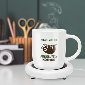SoHo Funny Coffee Mug with Warmer, Electric Heated Cup for Coffee Lover Gifts for Men/Women/Birthday/Christmas, 12oz Today I Will Do Absolutely Nothing (Gift Boxed)