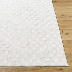Carina Light 3D Checkered Washable Area Rug