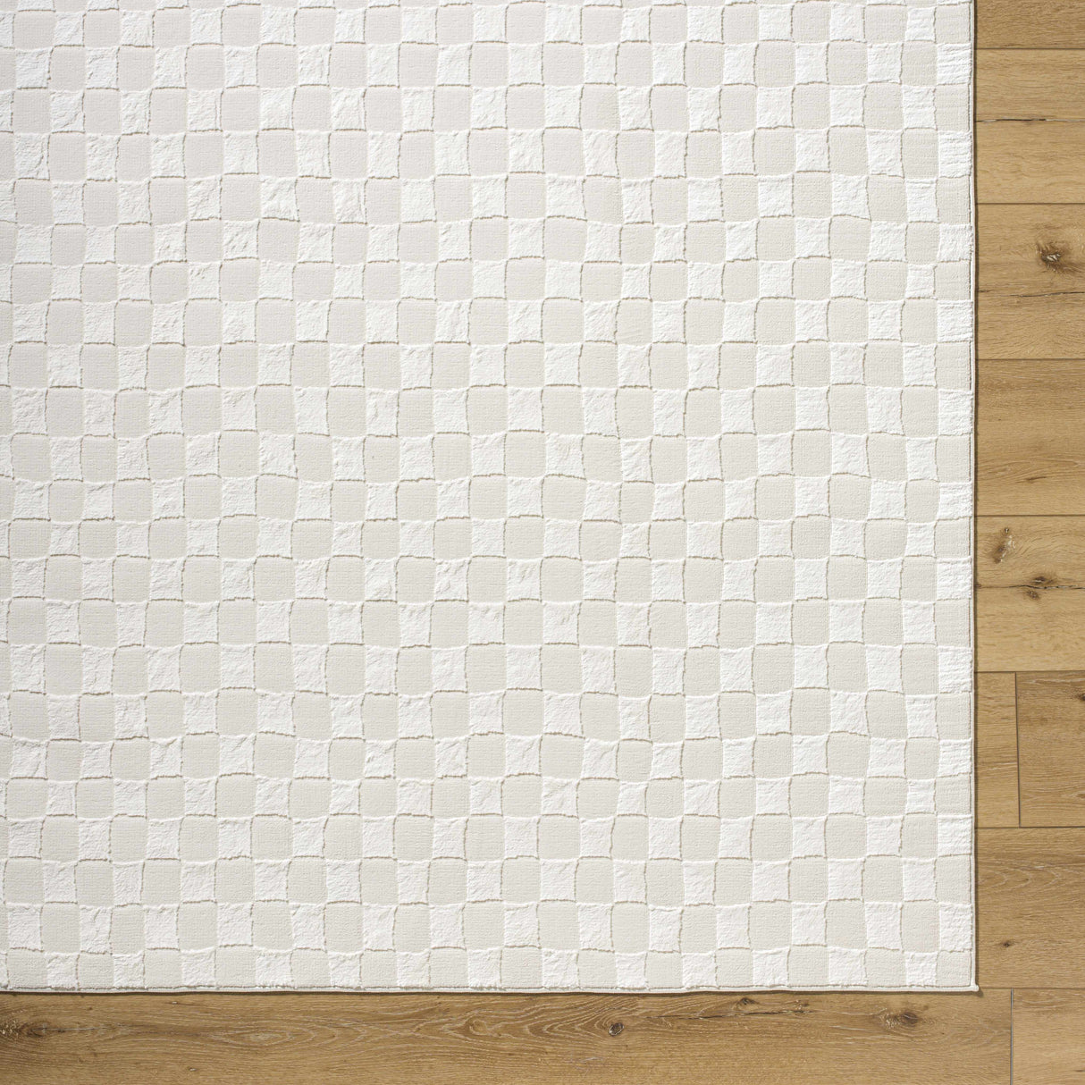 Carina Light 3D Checkered Washable Area Rug