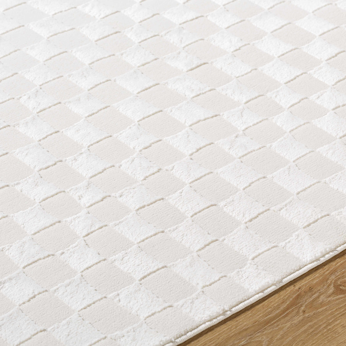 Carina Light 3D Checkered Washable Area Rug