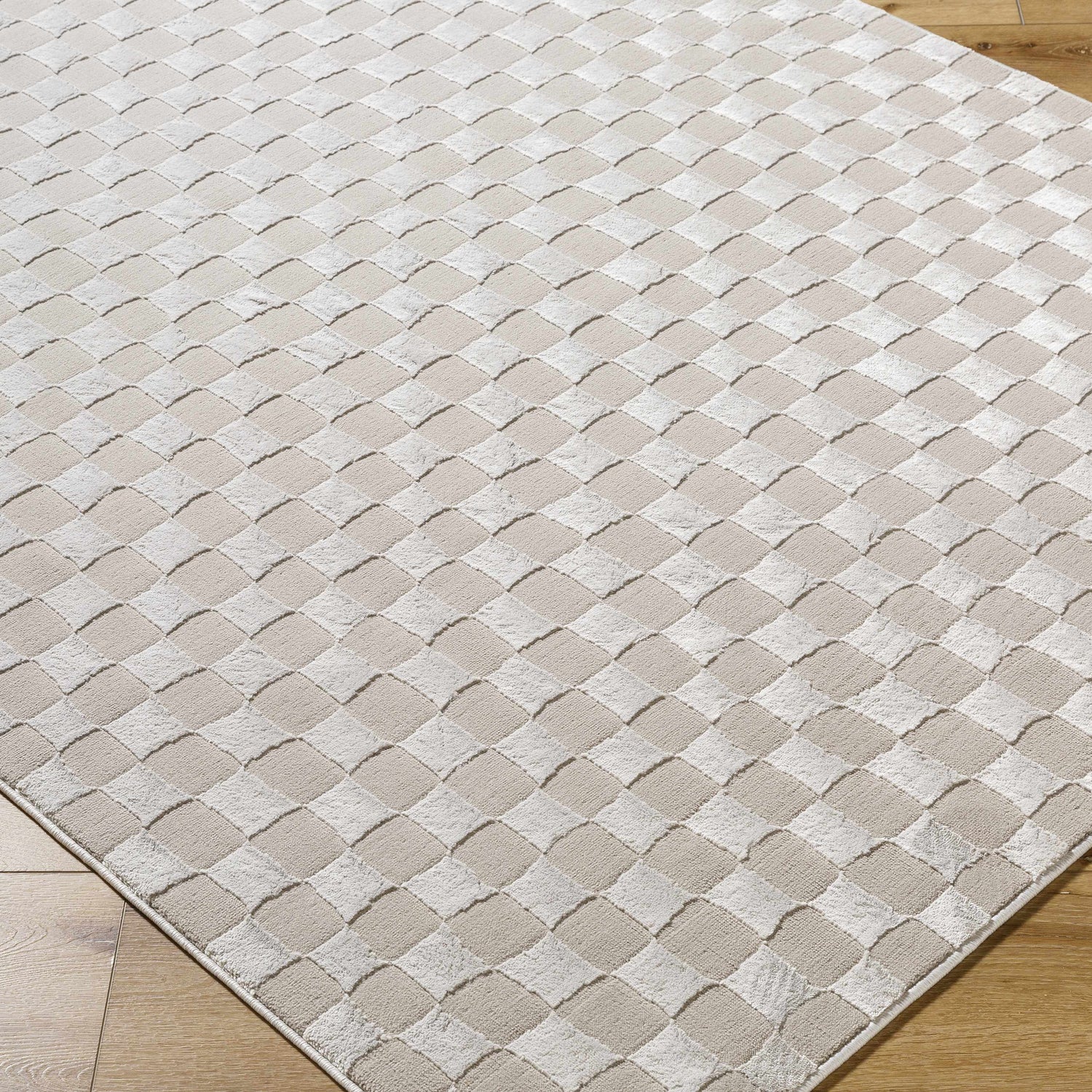 Carina Dark 3D Checkered Washable Area Rug