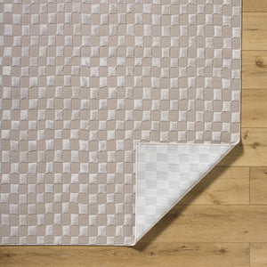 Carina Dark 3D Checkered Washable Area Rug