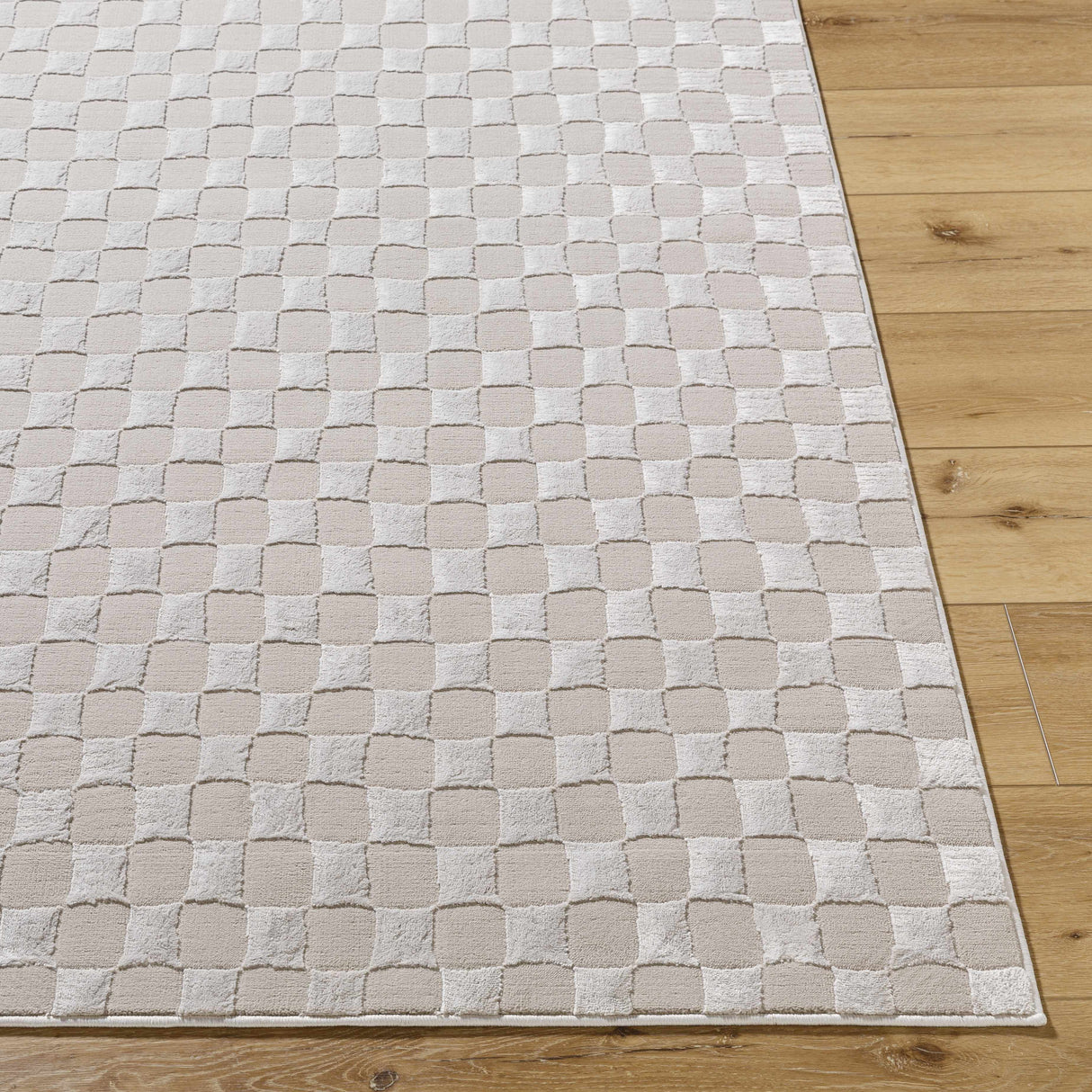 Carina Dark 3D Checkered Washable Area Rug