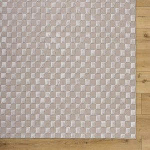 Carina Dark 3D Checkered Washable Area Rug
