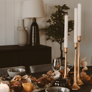 Gold Cast Iron Taper Candle Holders Set of 3