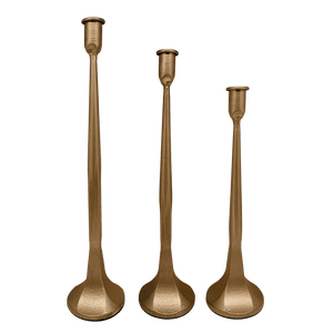 Gold Cast Iron Taper Candle Holders Set of 3