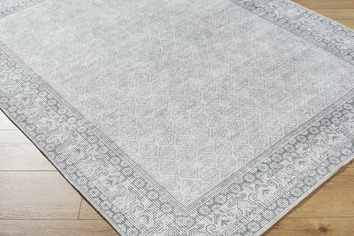 Rainier Cottage Border Gray Washable Rug | Our PNW Home X Livabliss