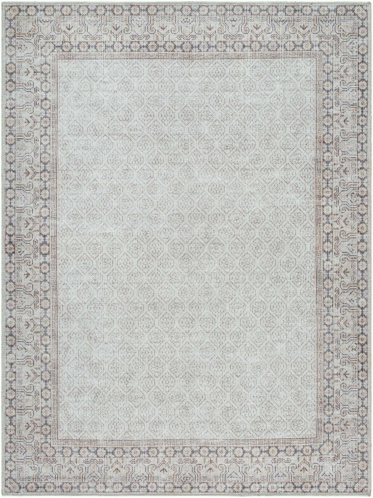 Rainier Cottage Border Beige Washable Rug | Our PNW Home X Livabliss