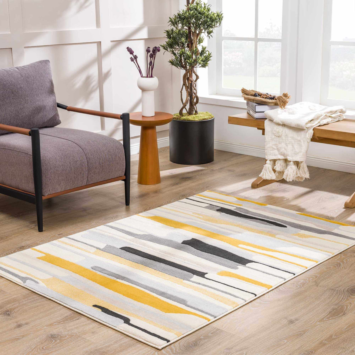 Southfields Mustard Modern Rug
