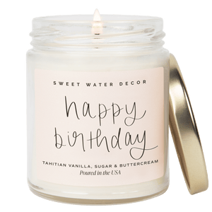 Happy Birthday Soy Candle - Clear Jar - 9 oz