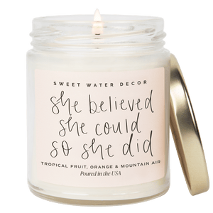 She Believed She Could So She Did Soy Candle - Clear Jar - 9 oz (Island Air)