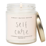 Self Care Soy Candle - Clear Jar - 9 oz (Lavender and Eucalyptus, Calm and Comfort)