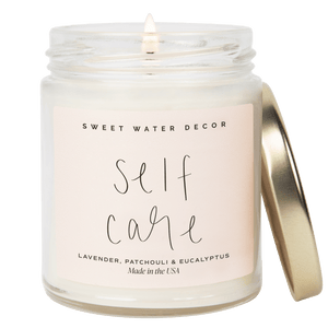 Self Care Soy Candle - Clear Jar - 9 oz (Lavender and Eucalyptus, Calm and Comfort)