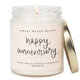 Happy Anniversary Soy Candle - Clear Jar - 9 oz (Palo Santo Patchouli)