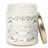 Best Mom Ever Soy Patterned Candle - Clear Jar - 9 oz (Wildflowers and Salt)