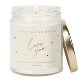 Love You Soy Candle Patterned - Clear Jar - 9 oz