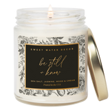Be Still and Know Soy Candle - Clear Patterned Jar - 9 oz