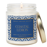 Coastal Lemon Soy Candle - Clear Patterned Jar - 9 oz