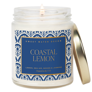 Coastal Lemon Soy Candle - Clear Patterned Jar - 9 oz