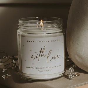 With Love Soy Patterned Candle - Clear Jar - 9 oz