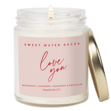 Love You Soy Patterned Candle - Clear Jar - 9 oz