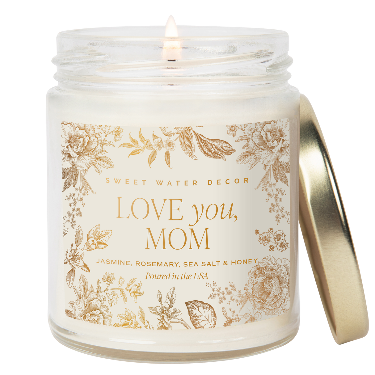 Love You, Mom Soy Candle - Clear Patterned Jar - 9 oz