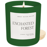 Enchanted Forest Soy Candle - Green Matte Jar - 15 oz (Cypress and Fig)