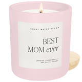 Best Mom Ever Soy Candle - Pink Matte Jar - 15 oz (Wildflowers and Salt)